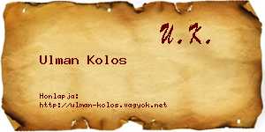 Ulman Kolos névjegykártya